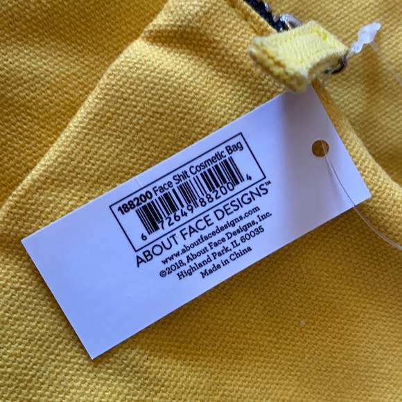 Face Shit Makeup Bag Cosmetic Funny Zip Yellow Gold Edgy Vulgar Pouch Clutch - Picture 3 of 6